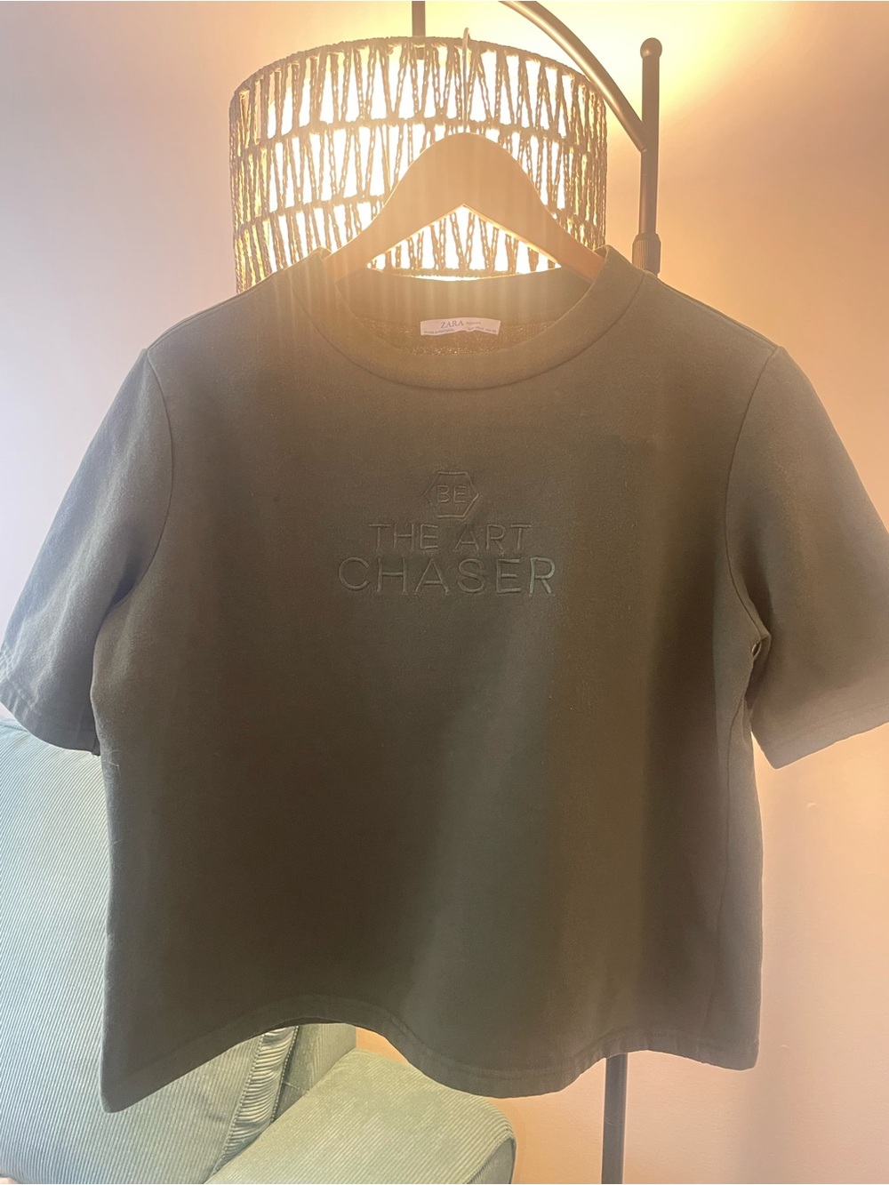 The Art Chaser Embroidered Cropped Sweat Shirt Tee